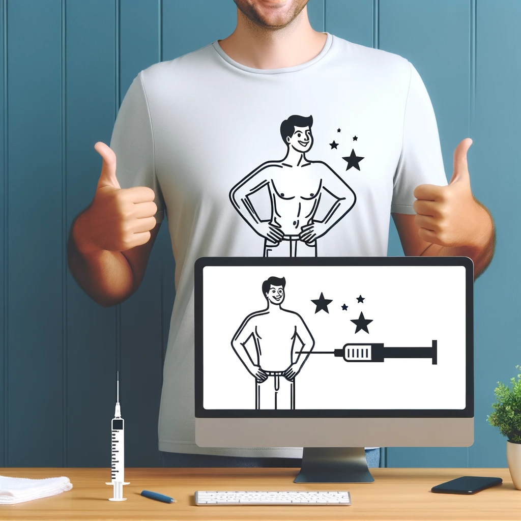 DALL·E 2024-01-10 02.24.41 – Create an image of a content customer showing off their improved body contour after a successful fat-dissolving injection treatment. The image should>